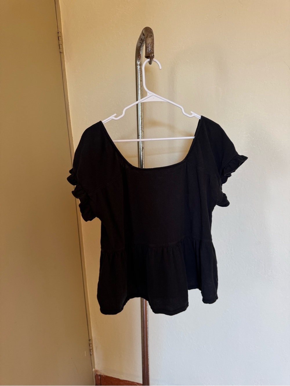 Madewell Black Ruffle Peplum Top – Size M - Picture 4 of 6